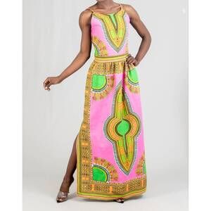 NEW KARA CHIC side split maxi dress in pink